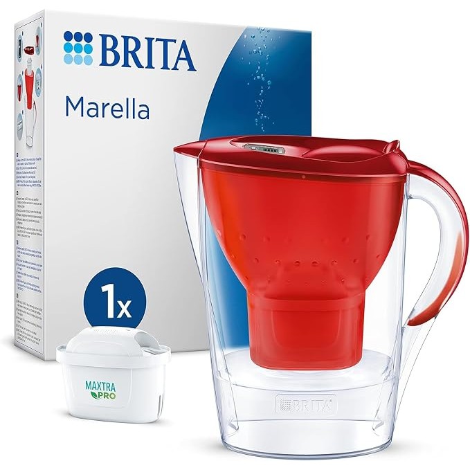 BRITA Marella红色滤水壶2.4L+滤芯超级好价18€收💧减少水垢氯味杂质，拒绝脱发！