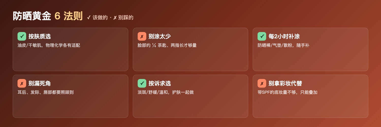 防晒黄金 6 法则