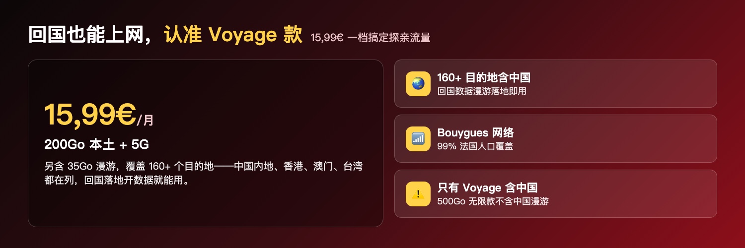 Voyage 旅行款回国上网重点