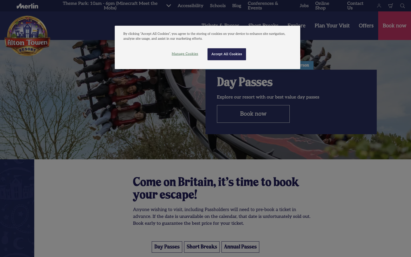 Alton Towers 官网门票页实拍