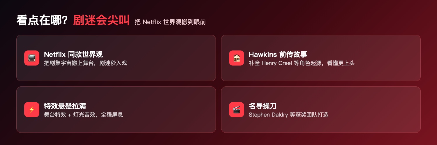 怪奇物语舞台剧看点:Netflix同款世界观、Hawkins前传故事、舞台特效悬疑拉满、名导操刀