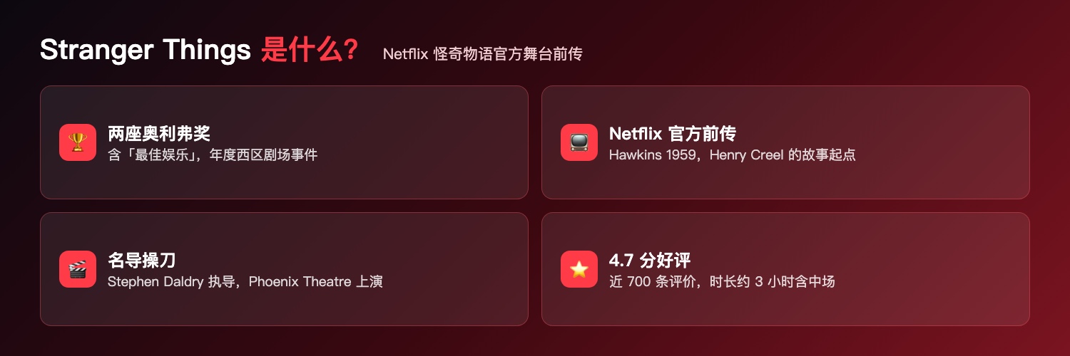 怪奇物语舞台剧:Netflix官方前传、两座奥利弗奖、Phoenix Theatre、炸裂特效还原Hawkins