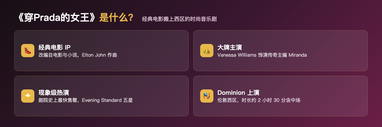 穿Prada的女王音乐剧：经典电影IP改编、Elton John作曲、Vanessa Williams主演、Dominion Theatre现象级热演