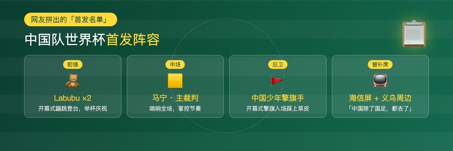 中国队世界杯首发阵容梗图