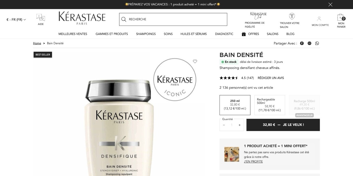 卡诗 Densifique 丰盈洗发 Bain Densité（250ml）· 卡诗官网