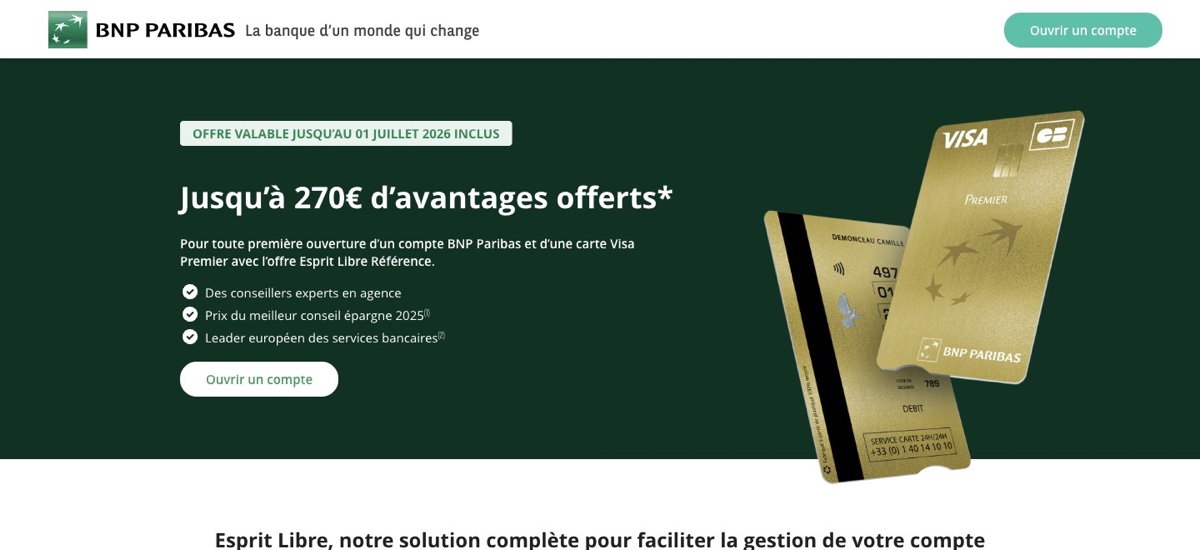 BNP Paribas 官方开户页