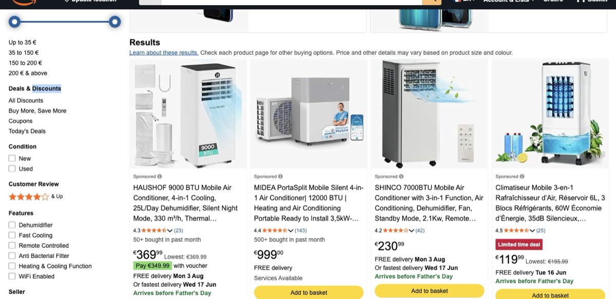 Amazon 移动空调货架