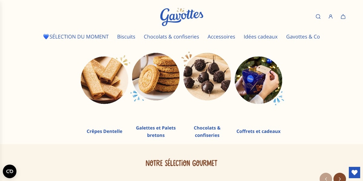 Gavottes 官网的 Crêpe Dentelle 与布列塔尼饼干(官网截图)