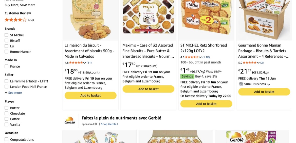 Amazon 上的法式饼干礼盒(导购截图)