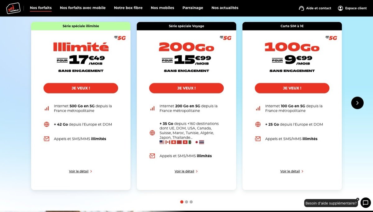 NRJ Mobile 官网套餐实拍