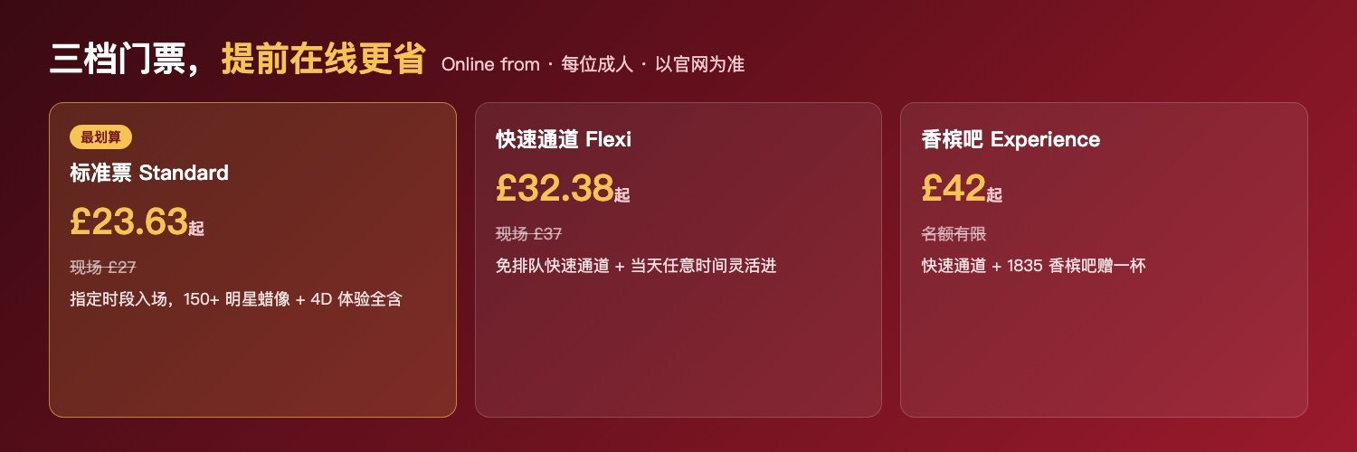 杜莎夫人蜡像馆三档门票