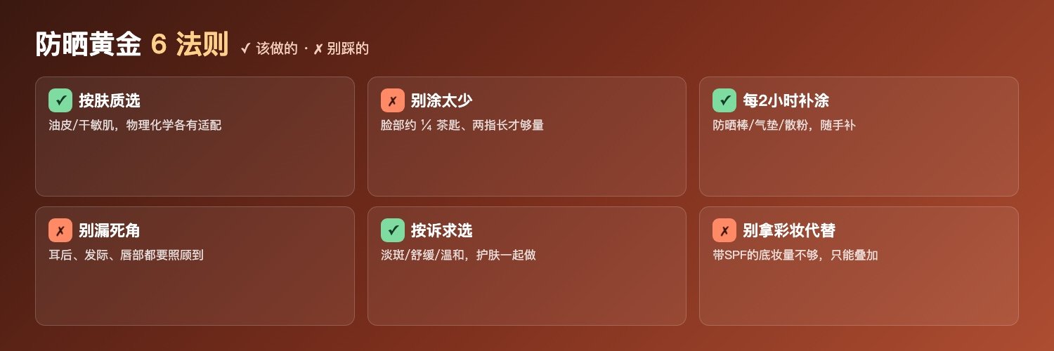 防晒黄金 6 法则
