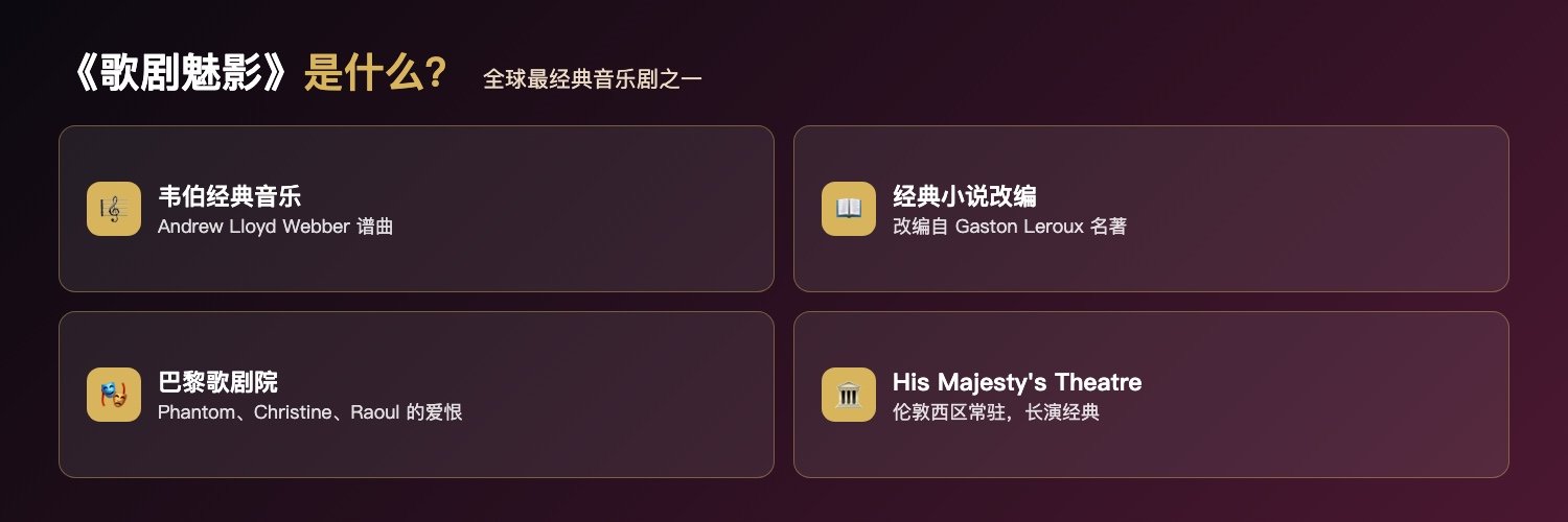 歌剧魅影音乐剧是什么:Andrew Lloyd Webber韦伯经典音乐、改编自Gaston Leroux小说、巴黎歌剧院Phantom与Christine与Raoul的爱情、His Majesty's Theatre全球最经典