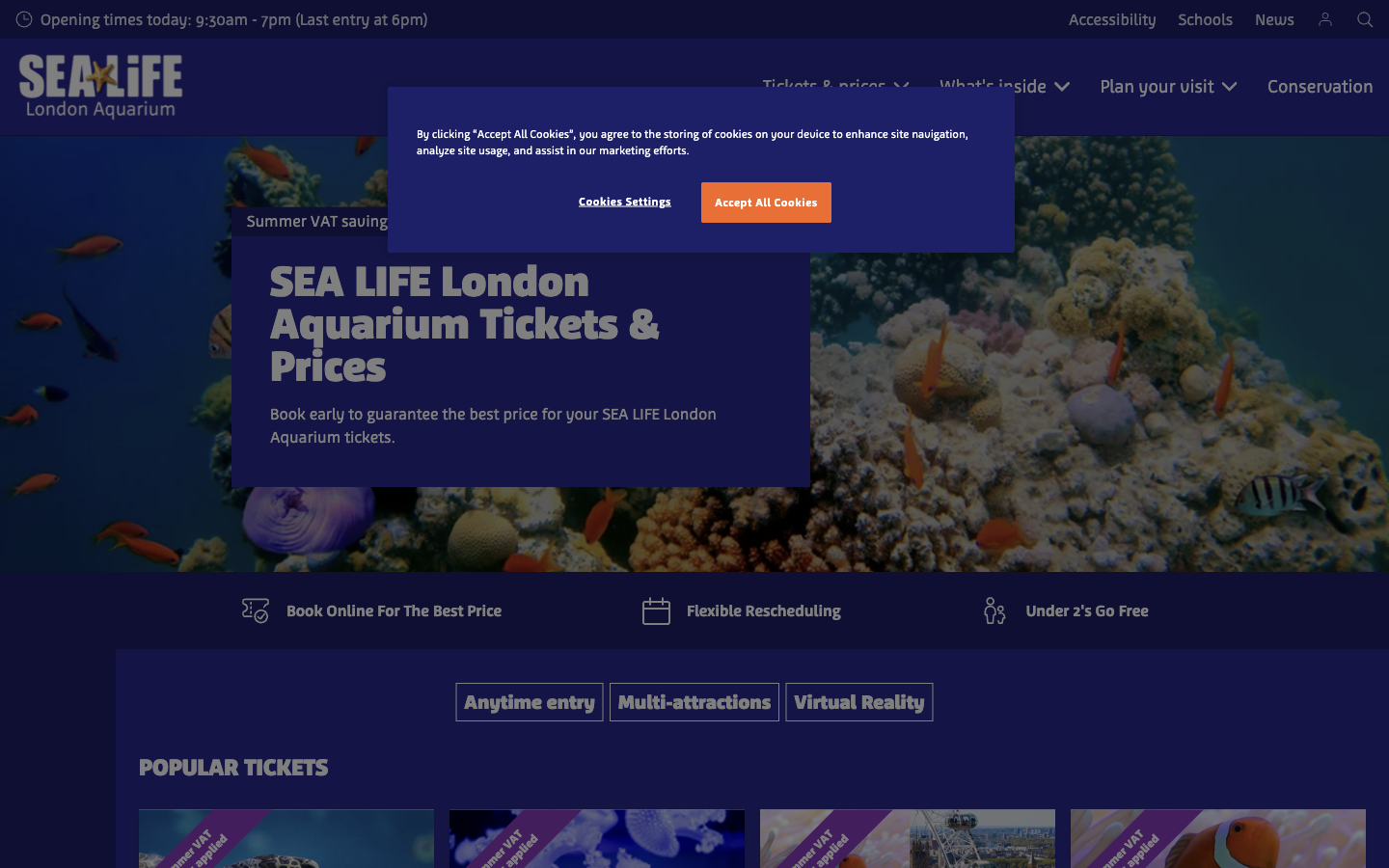 SEA LIFE London 官网门票页实拍