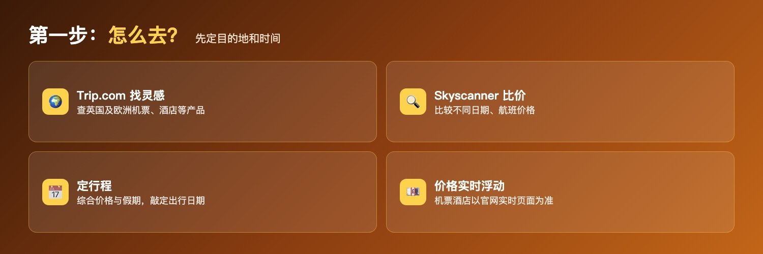 秋季英国出游第一步怎么去:用Trip.com查英国及欧洲机票酒店旅行产品、用Skyscanner比较不同日期和航班价格、综合价格与假期敲定出行时间、机票酒店价格以官网实时为准