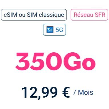 大流量 · 350Go 5G · 12,99€/月