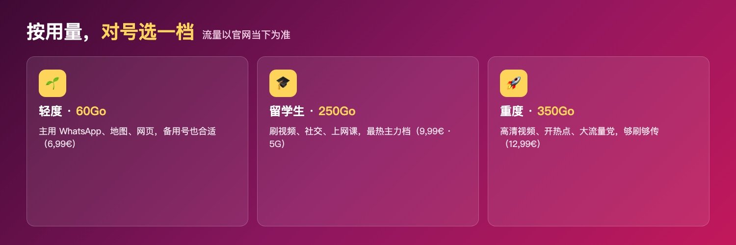 Lebara分场景:轻度60Go、留学生250Go、重度350Go