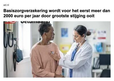 Basiszorgverzekering wordt voor het eerst meer dan 2000 euro per jaar door grootste stijging ooit