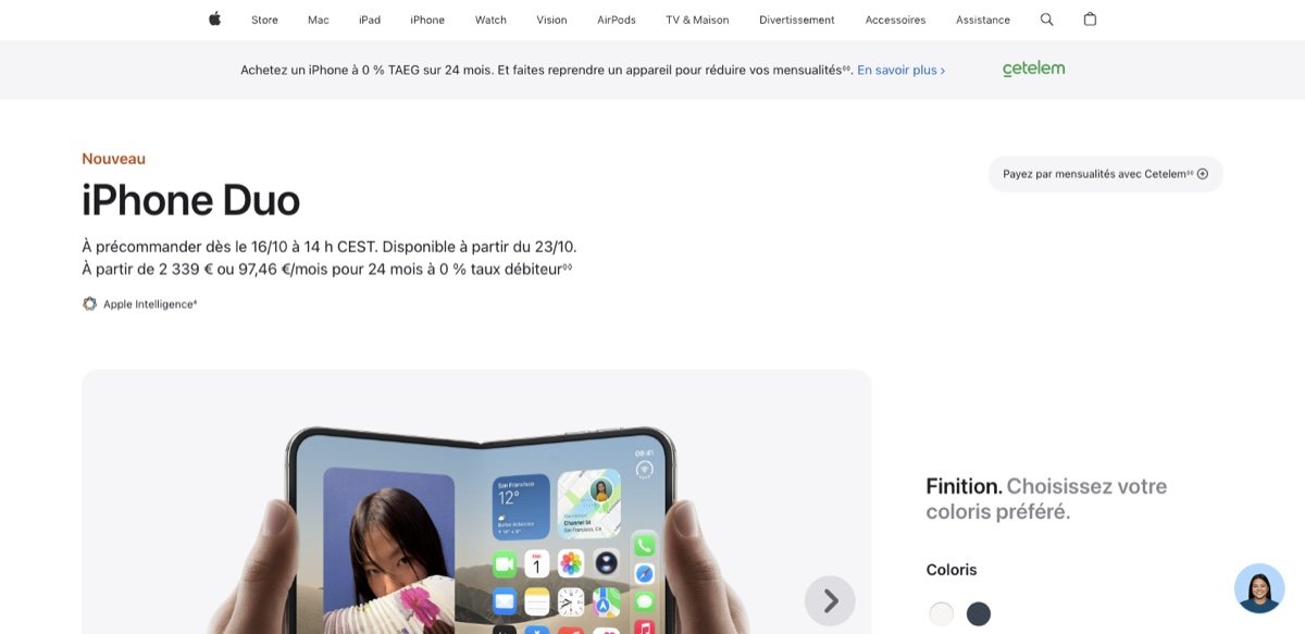 苹果法国官网 iPhone Duo 预购页面