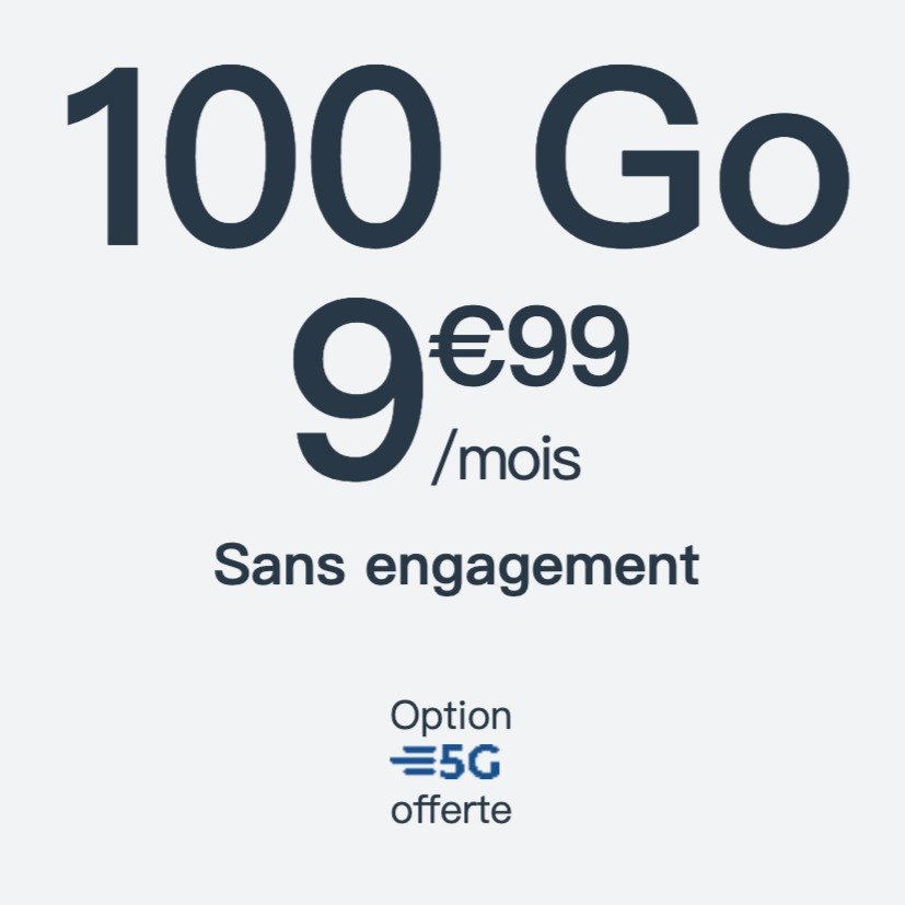 Cdiscount Mobile 100GB 5G|9.99€/月