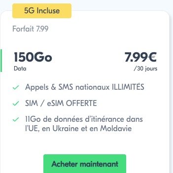 Lycamobile 150GB 5G|7.99€/30天