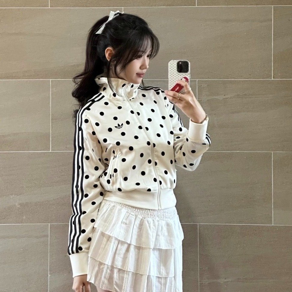 adidas 波点拉链运动夹克