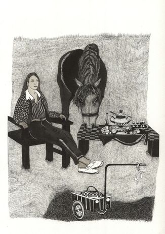 Elisabeth Schrader《Lieber woanders》:密集图案下的家庭与幻想