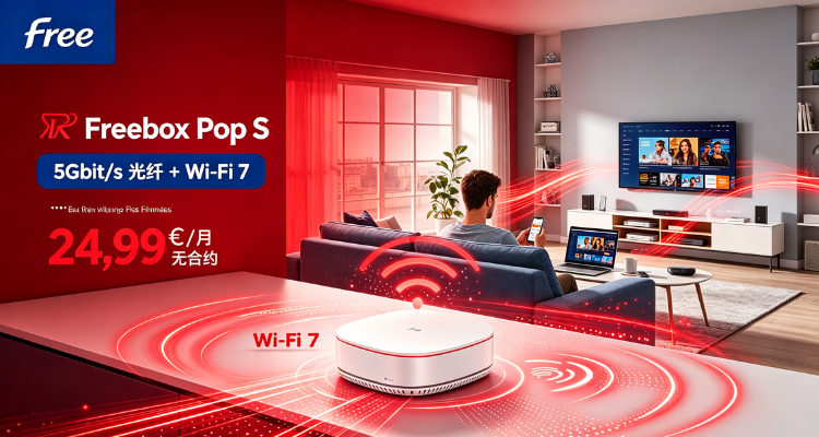 Freebox Pop S 光纤升级:24,99€ 享 5 Gbit/s + Wi-Fi 7 无合约